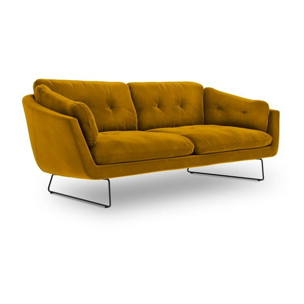 Canapea cu tapițerie de catifea Windsor & Co Sofas Gravity, galben-image-2