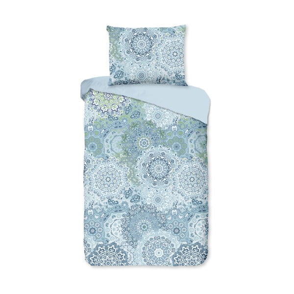 Lenjerie de pat din bumbac pentru pat single Bonami Selection Mandala, 140 x 220 cm, albastru