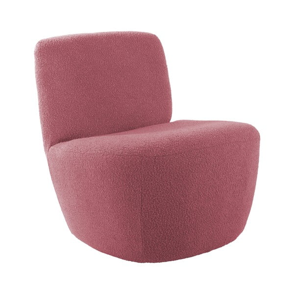 Fotoliu roz cu tapițerie din țesătură bouclé Ada – Leitmotiv