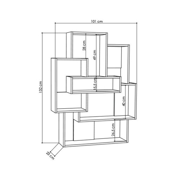 Bibliotecă cu detalii în decor de lemn de stejar Barce White Oak, alb-image-2