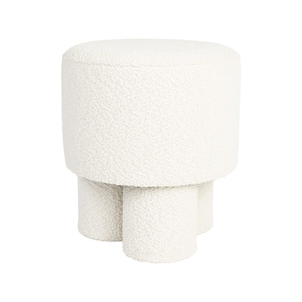 Taburet alb cu tapițerie din țesătură bouclé Marcos – White Label