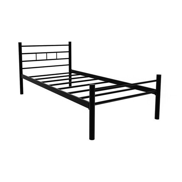 Pat negru din metal cu somieră 90x200 cm K70 – Kalune Design