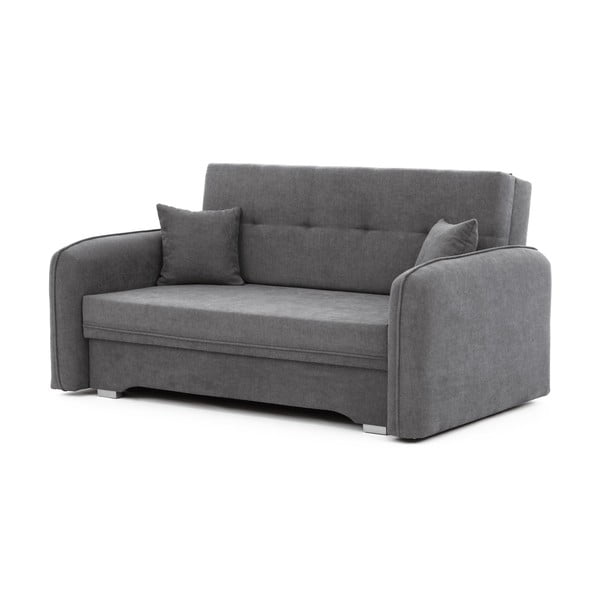 Canapea gri extensibilă/cu spațiu de depozitare cu tapițerie din chenille 155 cm Laine – ELTAP