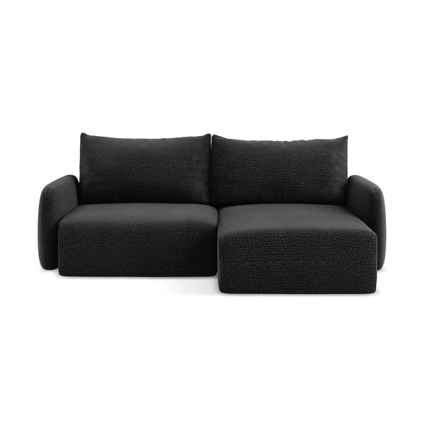 Colțar negru extensibil/cu spațiu de depozitare (cu colț pe partea dreaptă) Kalena – Makamii