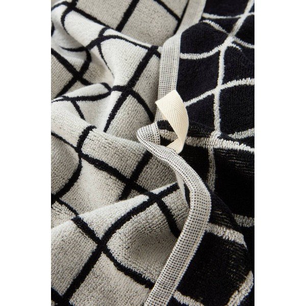 Prosop negru/bej din bumbac 90x150 cm Grid – Jotex-image-3