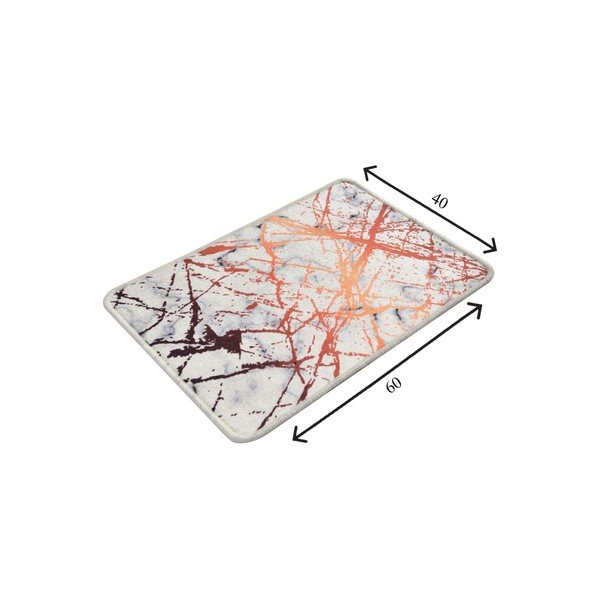 Covoraș de baie Chilai Marble, 60 x 40 cm, alb - portocaliu, motive marmură-image-2