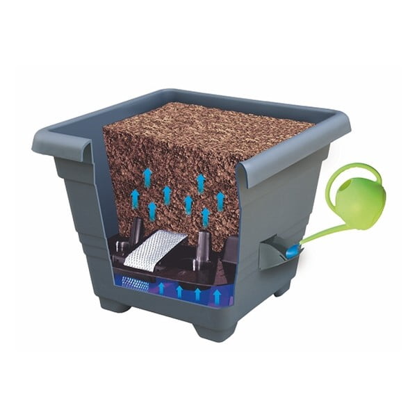 Ghiveci maro cu auto-udare, 50 x 50 cm Bergamot - Plastia-image-2