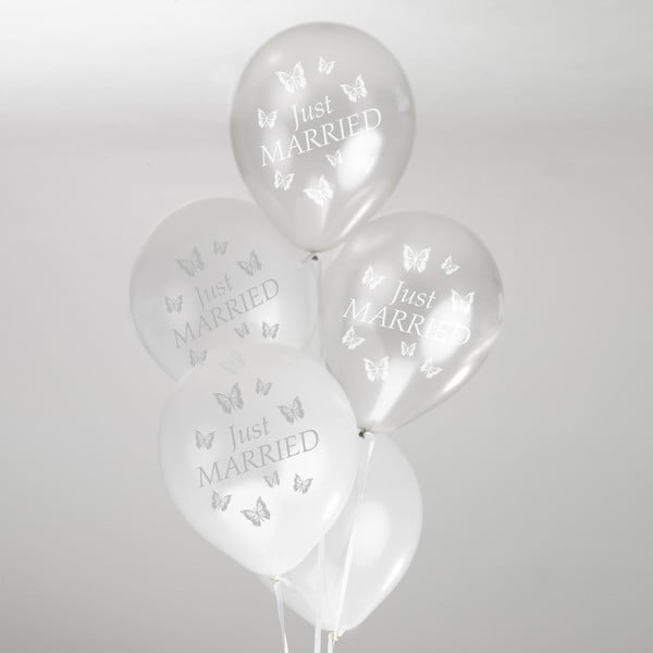 Set 8 baloane Neviti Chic Butterfly, alb-argintiu