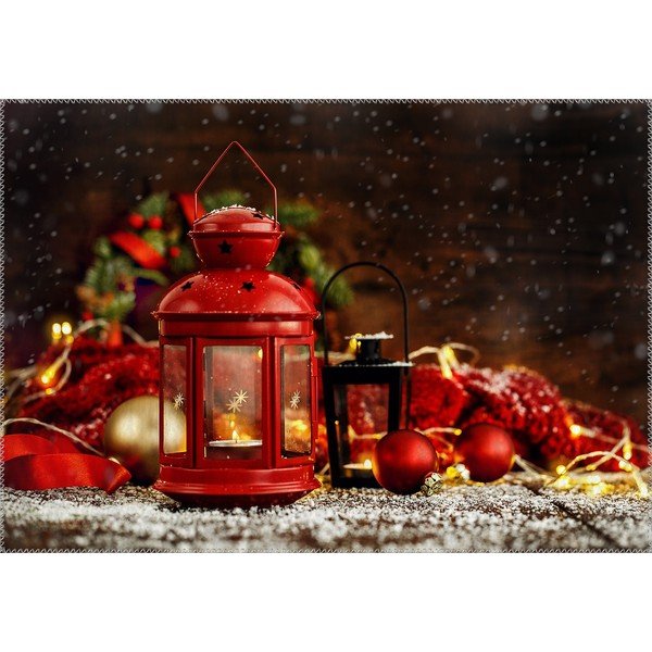 Covor Vitaus Christmas Period Red Metal Lantern, 50 x 80 cm