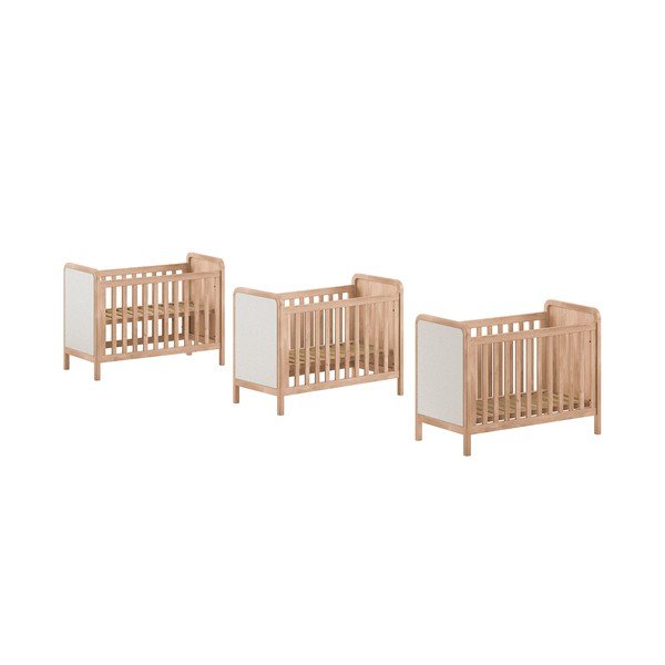 Pătuț în culoare naturală cu înălțime reglabilă 60x120 cm Woods – Vipack-image-2