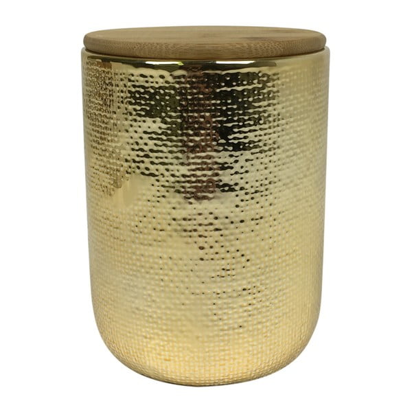 Recipient cu capac din bambus HouseVitamin® Jar, înălțime 15 cm, auriu