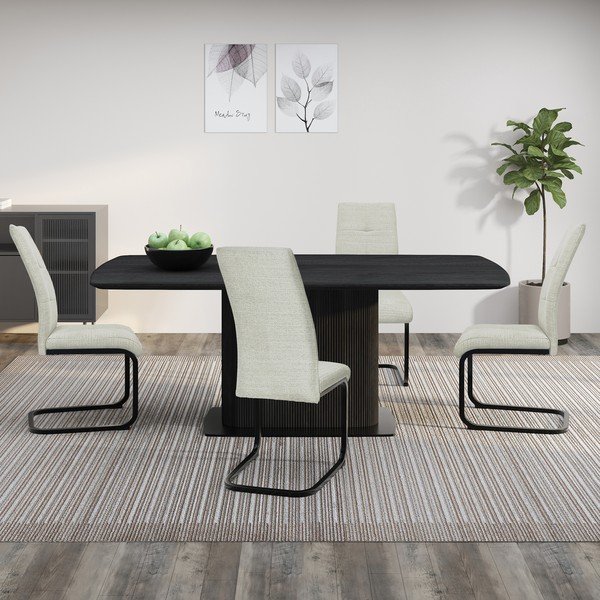 Scaune de dining crem 2 buc. din material textil Calgoty – Støraa-image-4