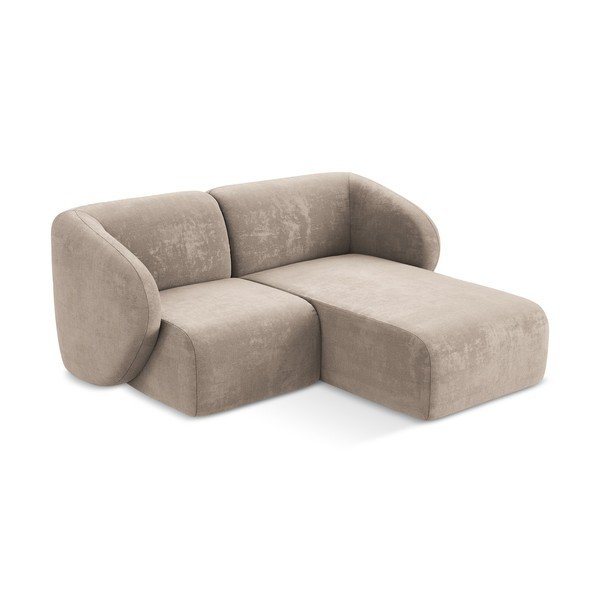 Colțar maro deschis cu tapițerie din chenille (cu colț pe partea dreaptă/cu șezlong) Lani – Makamii-image-2