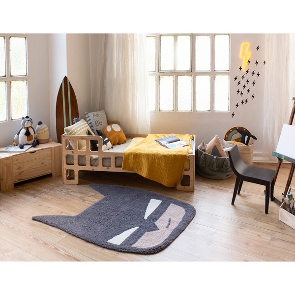 Covor pentru copii negru lavabil/țesut manual din lână 90x120 cm BatBoy – Lorena Canals-image-1