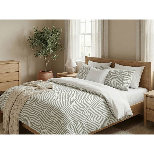 Lenjerie de pat verde salvie pentru pat de o persoană 200x140 cm Maze – Mijolnir