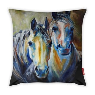 Față de pernă cu amestec din bumbac Vitaus Horses Art, 43 x 43 cm