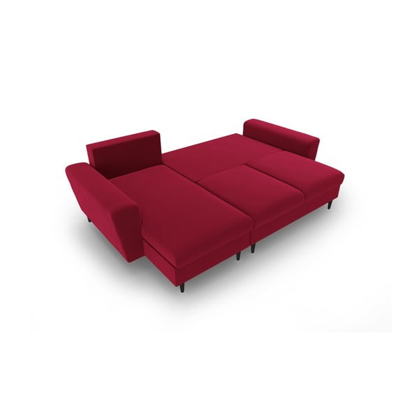Colțar roșu extensibil/cu spațiu de depozitare cu tapițerie din catifea Kyoto – Cosmopolitan Design-image-2