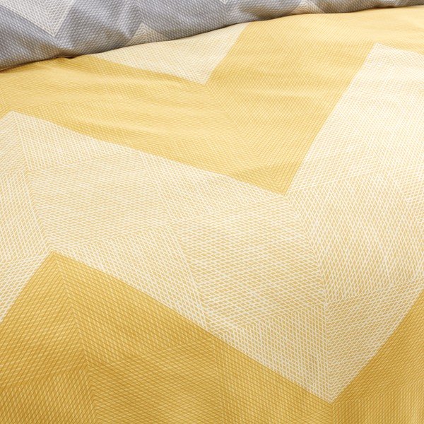 Lenjerie de pat galben-gri 200x135 cm Chevron Geo - Catherine Lansfield-image-1