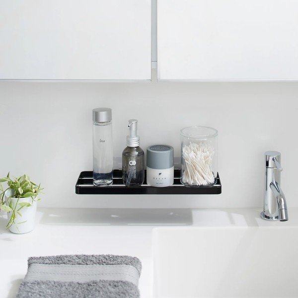 Raft pentru baie negru mat autoadeziv din oțel Film Hook – YAMAZAKI-image-2