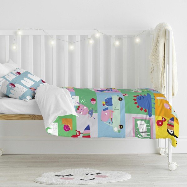 Lenjerie de pat din bumbac pentru copii Moshi Moshi Patchwork, 100 x 120 cm-image-1