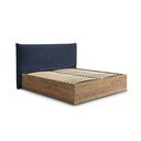 Pat matrimonial albastru tapițat/din  placă aglomerată de lemn tapițat cu spațiu de depozitare cu somieră 160x200 cm Charlie – Bobochic Paris