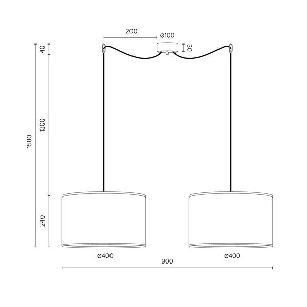 Lustră cu două brațe Sotto Luce Mika, ⌀ 40 cm, alb - arămiu-image-2