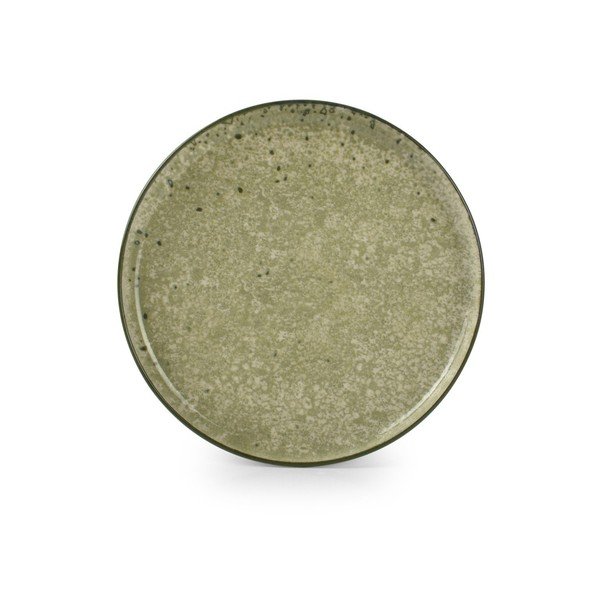 Farfurie verde/crem pentru desert  din gresie ø 20 cm Gravel – ONA