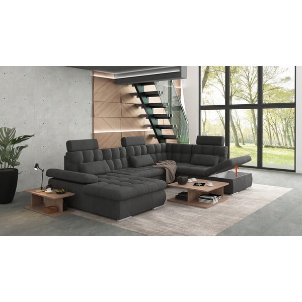 Colțar gri antracit extensibil, cu spațiu de depozitare (cu colț pe partea dreaptă, în formă de "U") Merkur – Ropez-image-4