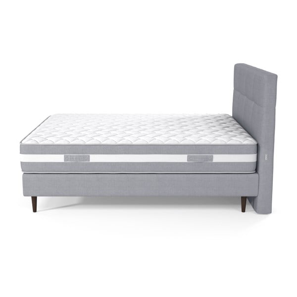 Pat boxspring cu tăblie decorativă şi saltea subţire cu spumă de memorie Ted Lapidus Maison PÉRIDOT, 160 x 200 cm, gri-image-2