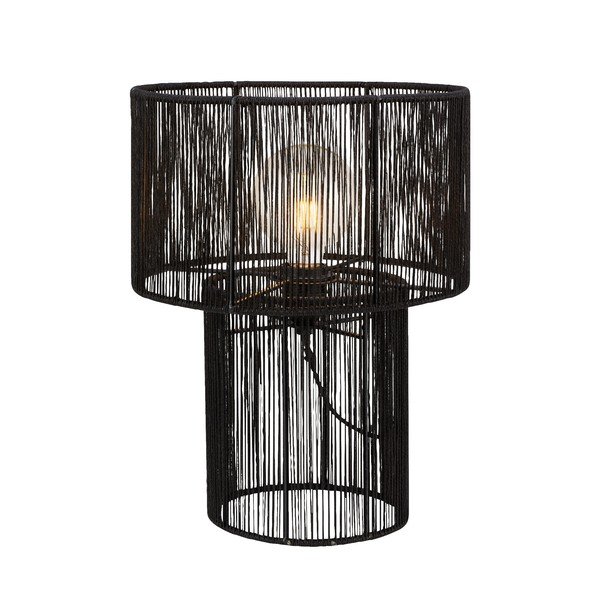 Veioză neagră cu abajur din iută (înălțime 38 cm) Soga – Markslöjd