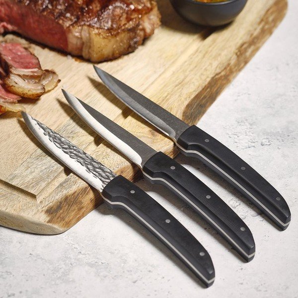 Set de cuțite pentru friptură negru/argintiu din oțel 4 buc. Carne – BonBistro-image-1