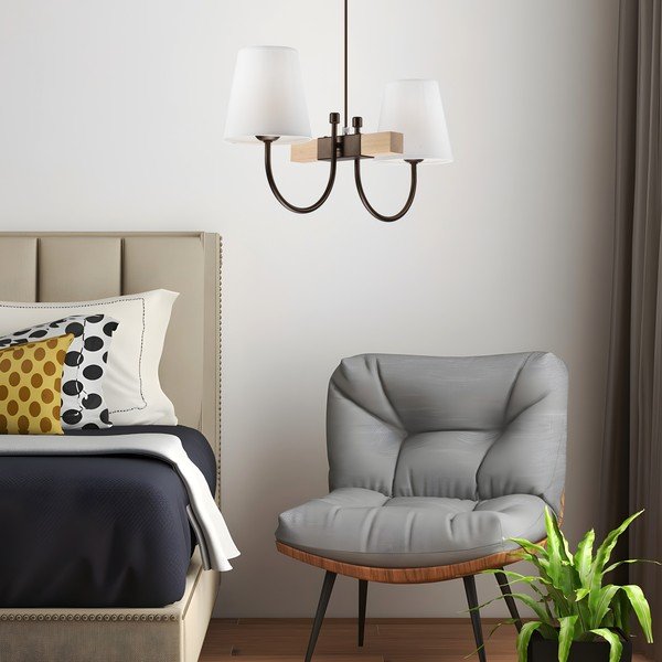 Lustră maro închis cu abajur textil ø 15 cm Julietta – LAMKUR-image-1