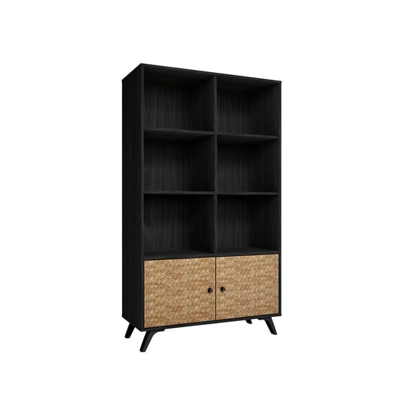 Bibliotecă neagră cu aspect de lemn exotic 92x160 cm Hanoi - Marckeric-image-2