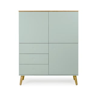 Dulap cu detalii în decor de stejar cu 3 uși și 3 sertare Tenzo Dot, înălțime 137 cm, verde
