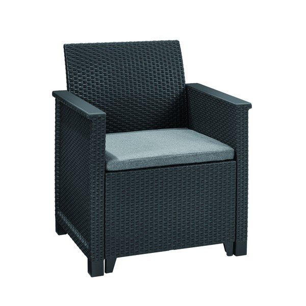 Set mobilier de grădină gri închis din ratan artificial pentru două persoane Elodie – Keter-image-1