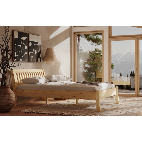 Pat în culoare naturală din lemn de pin 90x200 cm Tonja – Olivia Living-image-3