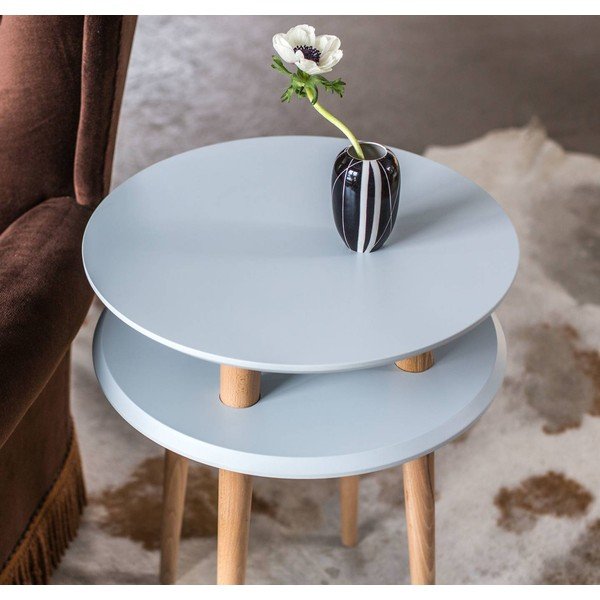 Măsuță auxiliară Ragaba UFO, Ø 45 cm, gri închis-image-1