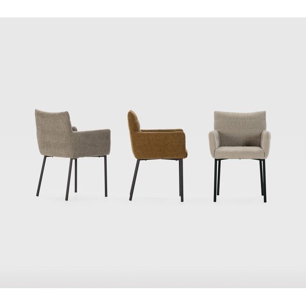 Scaun de living bej cu cotiere tapițat Naomi – MOME-image-1