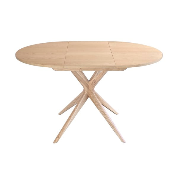 Masă de dining rotundă extensibilă din lemn de frasin cu blat suplimentar ø 90 cm Jubi – Ragaba-image-2