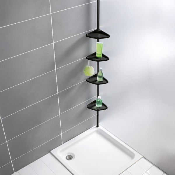 Raft pentru baie negru telescopic, pentru colț din plastic Compact – Wenko-image-1