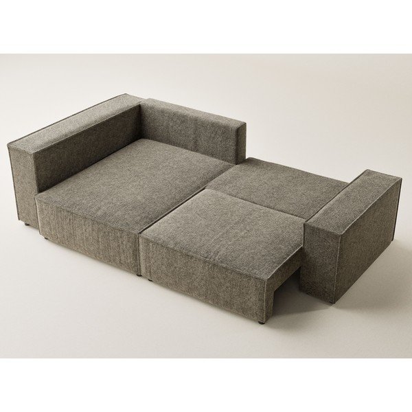 Colțar maro extensibil/cu spațiu de depozitare cu tapițerie din chenille (cu colț pe partea stângă/în formă de ”L”) Tonga – Maison de Rêve-image-3