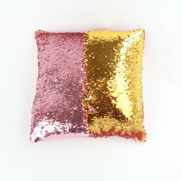 Pernă cu paiete Dakls, 40 x 40 cm, roz - auriu