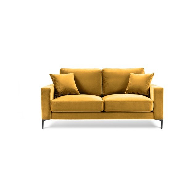 Canapea cu tapițerie din catifea Kooko Home Harmony, 158 cm, galben