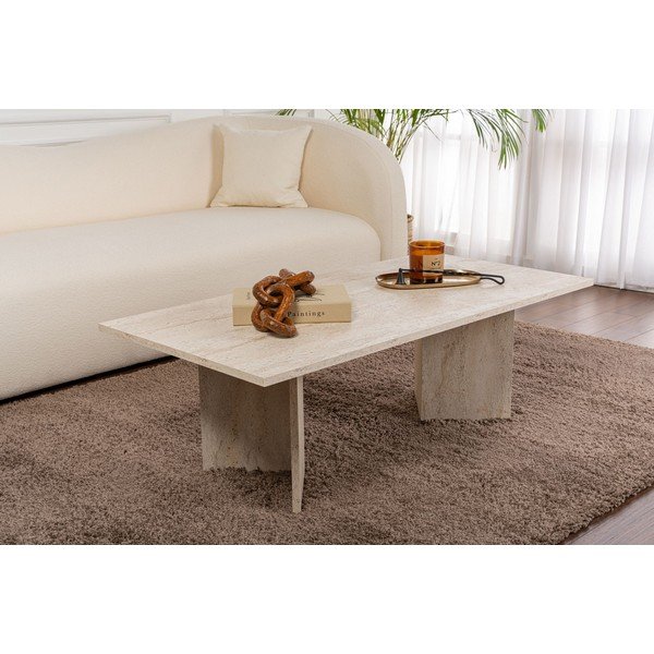 Măsuță de cafea bej cu aspect semi-lucios 60x119 cm Sabin – Kalune Design-image-1