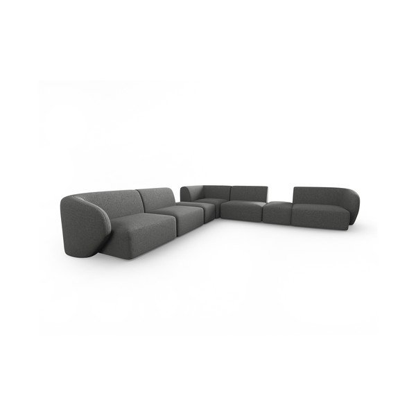 Colțar gri cu tapițerie din chenille Paolo – Milo Casa