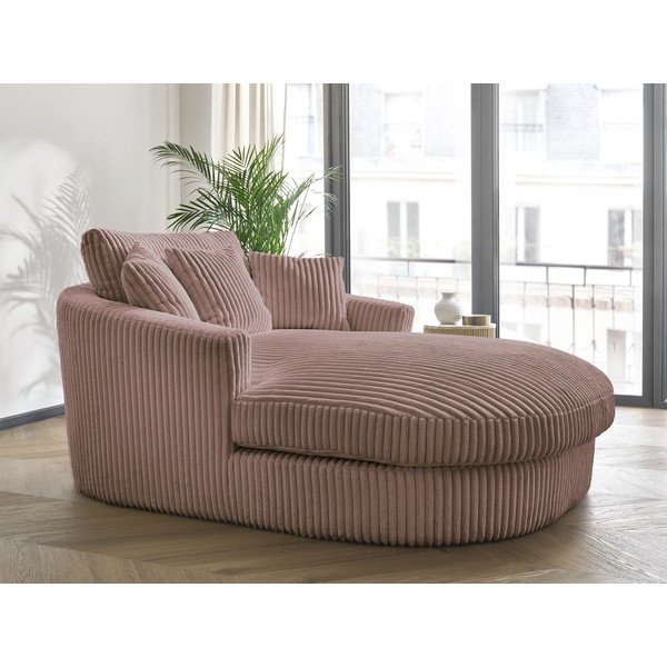 Fotoliu roz cu tapițerie din catifea reiată Belem – Bobochic Paris-image-1