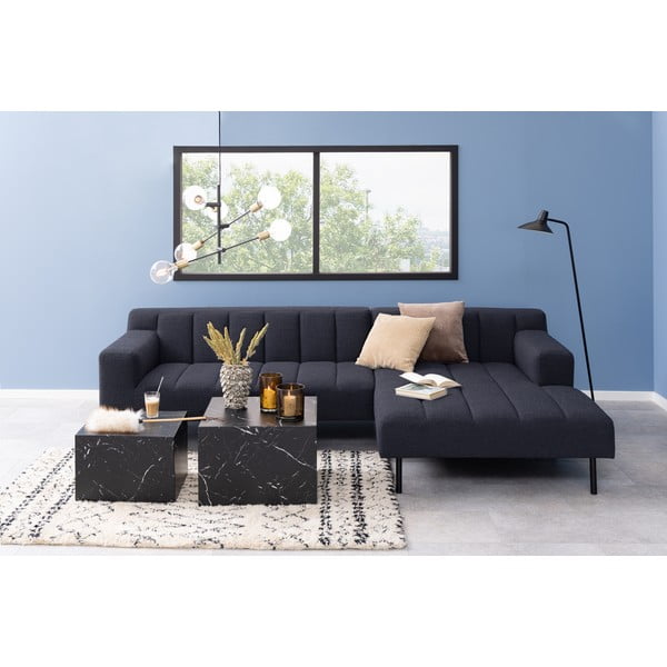 Măsuțe de cafea negre 2 buc. cu aspect de marmură 58x58 cm Dice – Actona-image-4