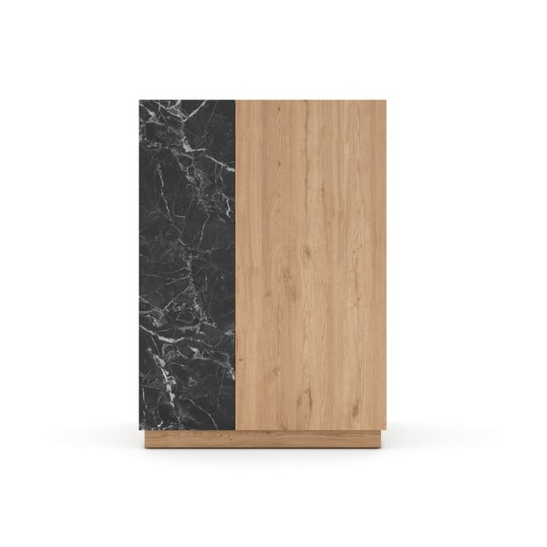 Dulap negru/natural cu aspect de lemn de stejar 90x127 cm Dione – Marckeric