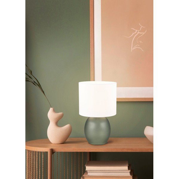 Veioză albă/verde cu abajur textil (înălțime 29 cm) Vela – Trio-image-1