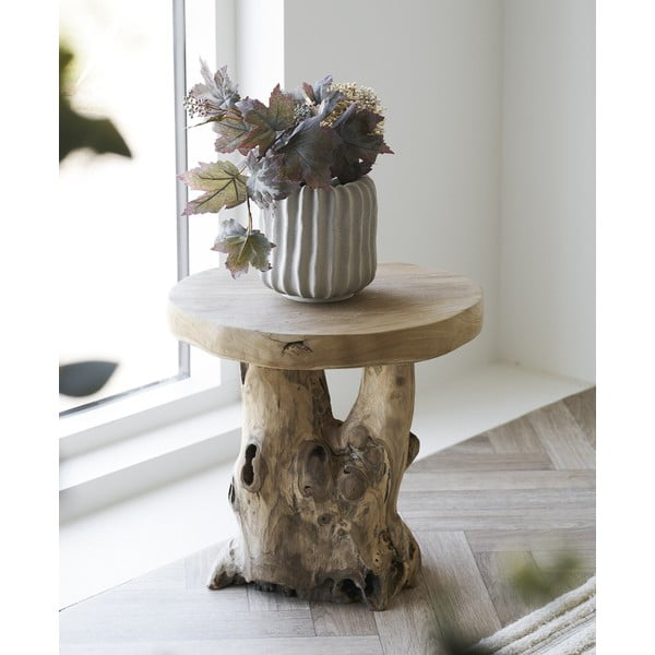 Măsuță auxiliară rotundă din lemn de tec ø 40 cm Palena – House Nordic-image-2